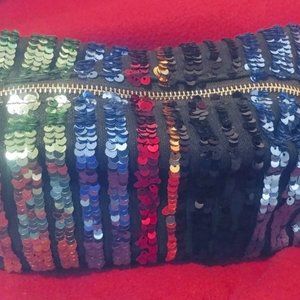 🌈 Sequin Makeup Toiletries Bag Rainbow Pride Cosmetic Pouch Case Brushes Makeup